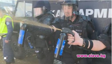Пазещата Народното събрание полиция използва лютив спрей срещу демонстрантите съобщи