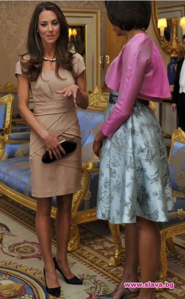 slava.bg : Кейт Мидълтън със съпругата на Барак Обама - Мишел в Бъкингамския дворец с тоалет за 340 долара.