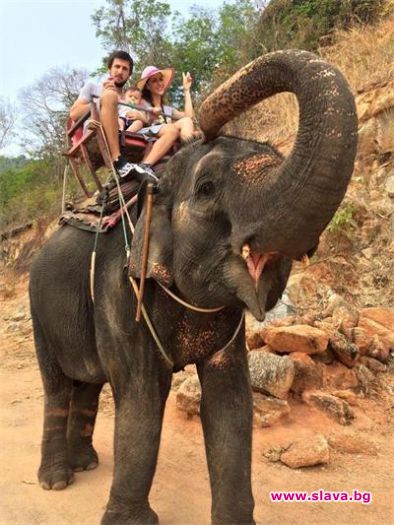 Ромина Андонова на разходка върху слон в Тайланд