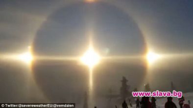 Скиор засне ангел в небето над планините на Швеция