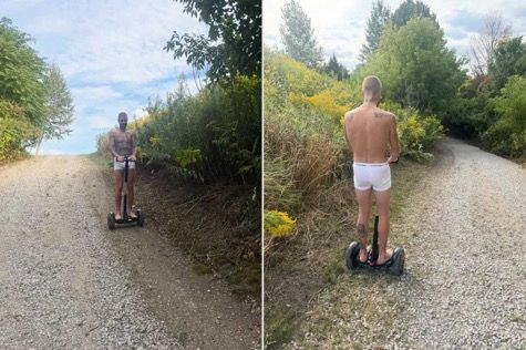 Джъстин Бийбър кара скутер по боксерки